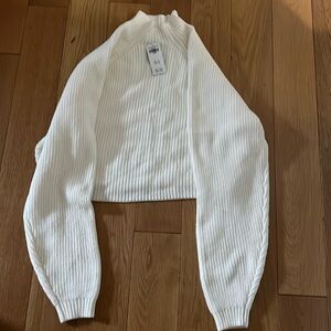 Brand new white crop style sweater